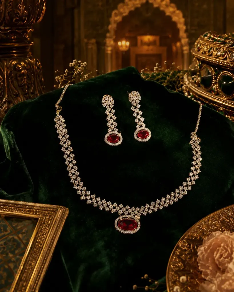 Ruby Royale Anti-Tarnish Necklace Set