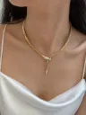 Gold Snake Chain Tassel Necklace Long
