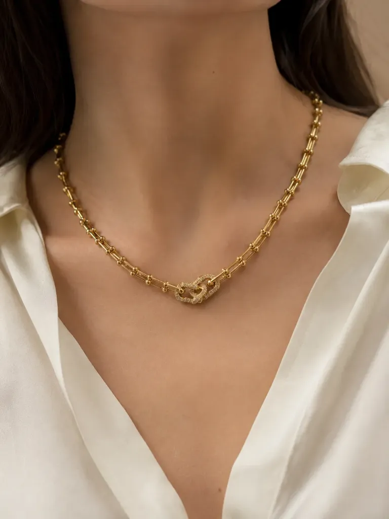 Tiffany HardWear Styled Layered Minimal Gold Necklace
